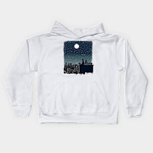 A silhouette of a person stargazing Kids Hoodie